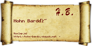 Hohn Bardó névjegykártya